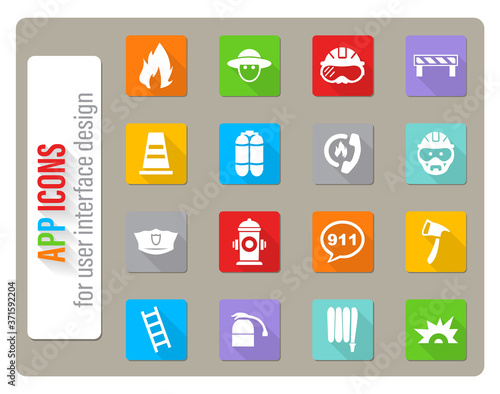 fire brigade icon set