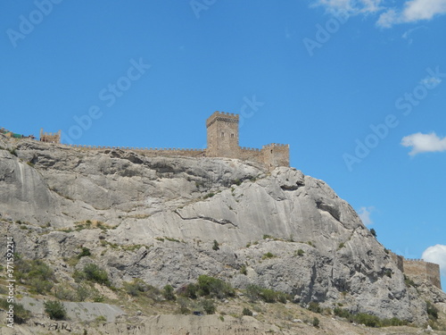 genoese fortress  castle on a rock  sunny