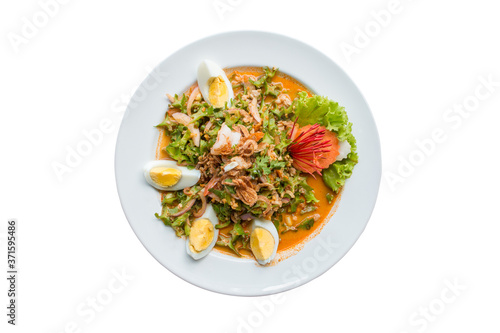 Yum Tua Poo Fresh shrimp (Wing Bean Shrimp Salad Fresh shrimp) against the white background