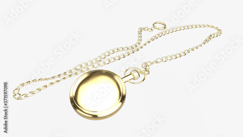 3d render gold Vintage Pocket Watch Chain links isolated on black background