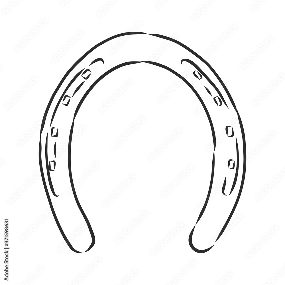 realistic horseshoe, vector sketch illustration. horse farm symbol realistic horseshoe, vector sketch illustration. horse farm symbol