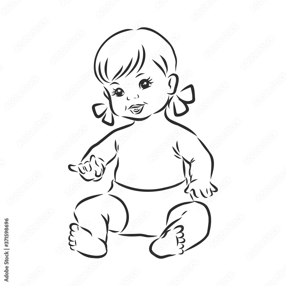 baby doll, vector sketch illustration . little girl toy baby doll, vector sketch illustration . little girl toy