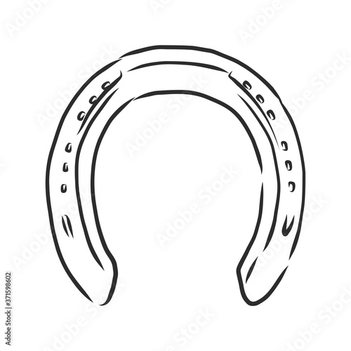 realistic horseshoe, vector sketch illustration. horse farm symbol