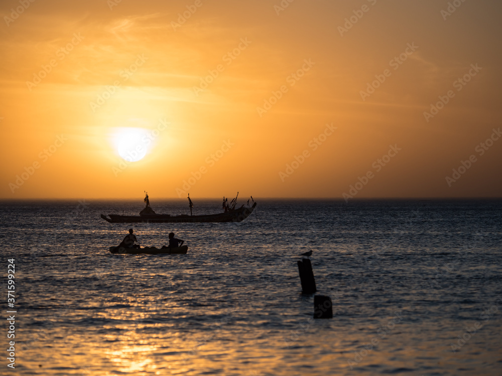 Sunset on the Atlantic coast in Africa