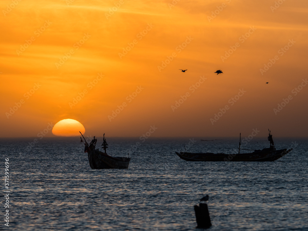 Sunset on the Atlantic coast in Africa