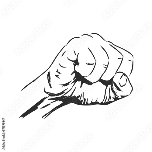 illustration vector doodle hand drawn of sketch raised fist,
