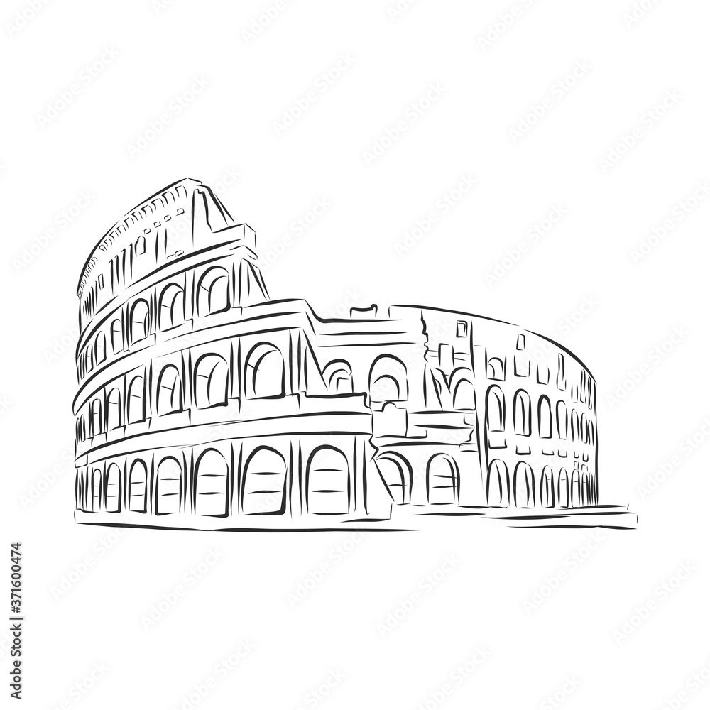 Coliseum in Rome hand drawn . vector illustration isolated. sketch stile