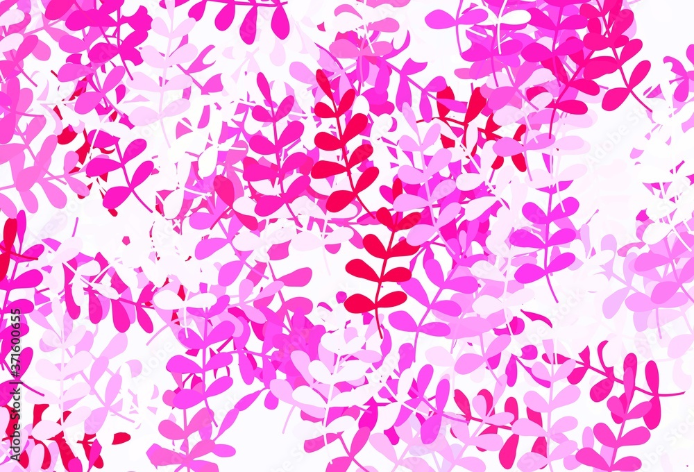 Light Purple, Pink vector elegant template with leaves.