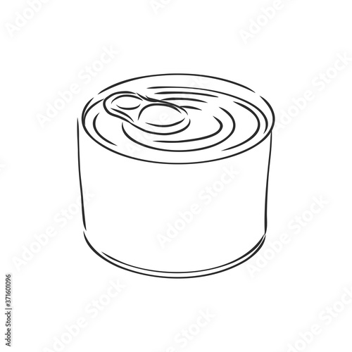 Hand drawn sketch of Food Can isolated, Black and White simple line. Line Drawn Vector
