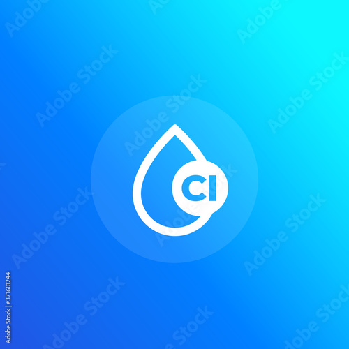 Chlorine icon with a drop