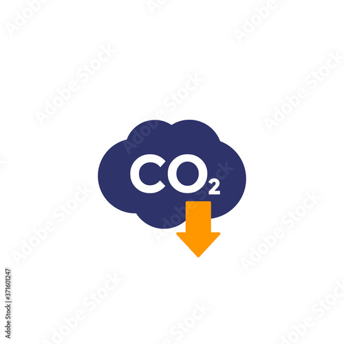 co2 gas, carbon emission reduction vector icon