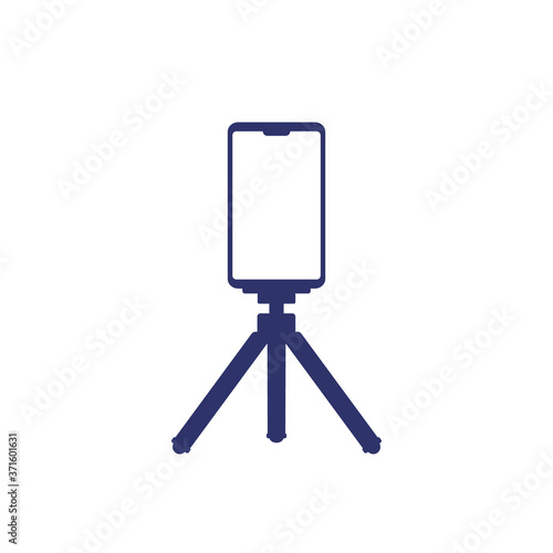 mobile phone on tripod, icon on white