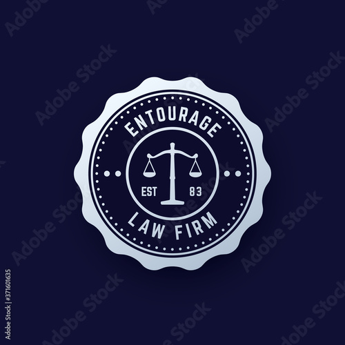 Law firm vintage round logo, law office emblem, vector