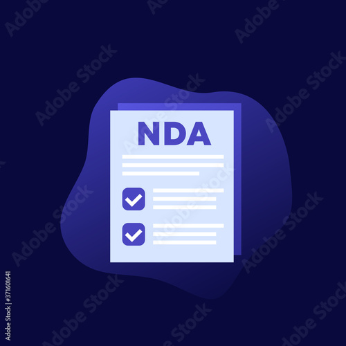 NDA, Non disclosure agreement form, vector icon on dark © nexusby