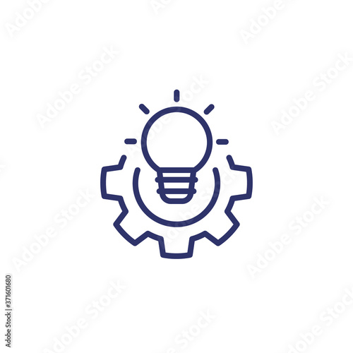 solution line icon with light bulb and gear