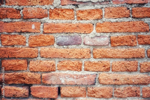 Old red brick wall vintage background pattern