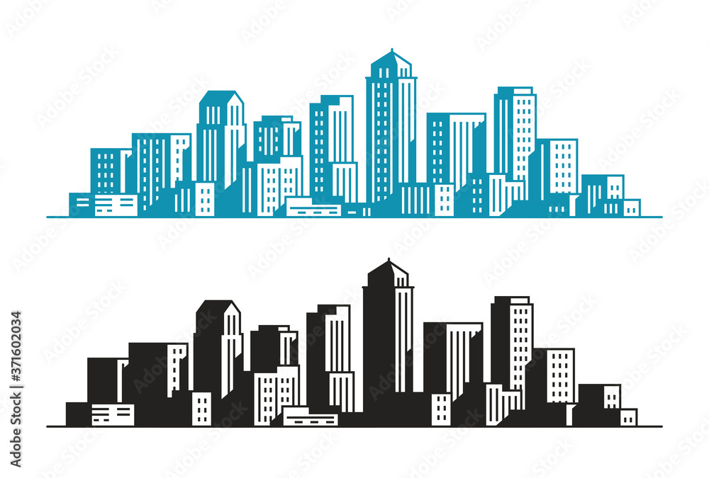 Modern city symbol. Buildings skyscrapers, cityscape concept