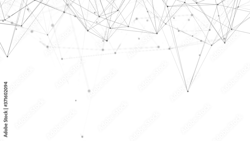 Abstract science digital connection background. polygonal with dots and lines. 3D render