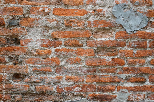 Old red brick wall vintage background pattern