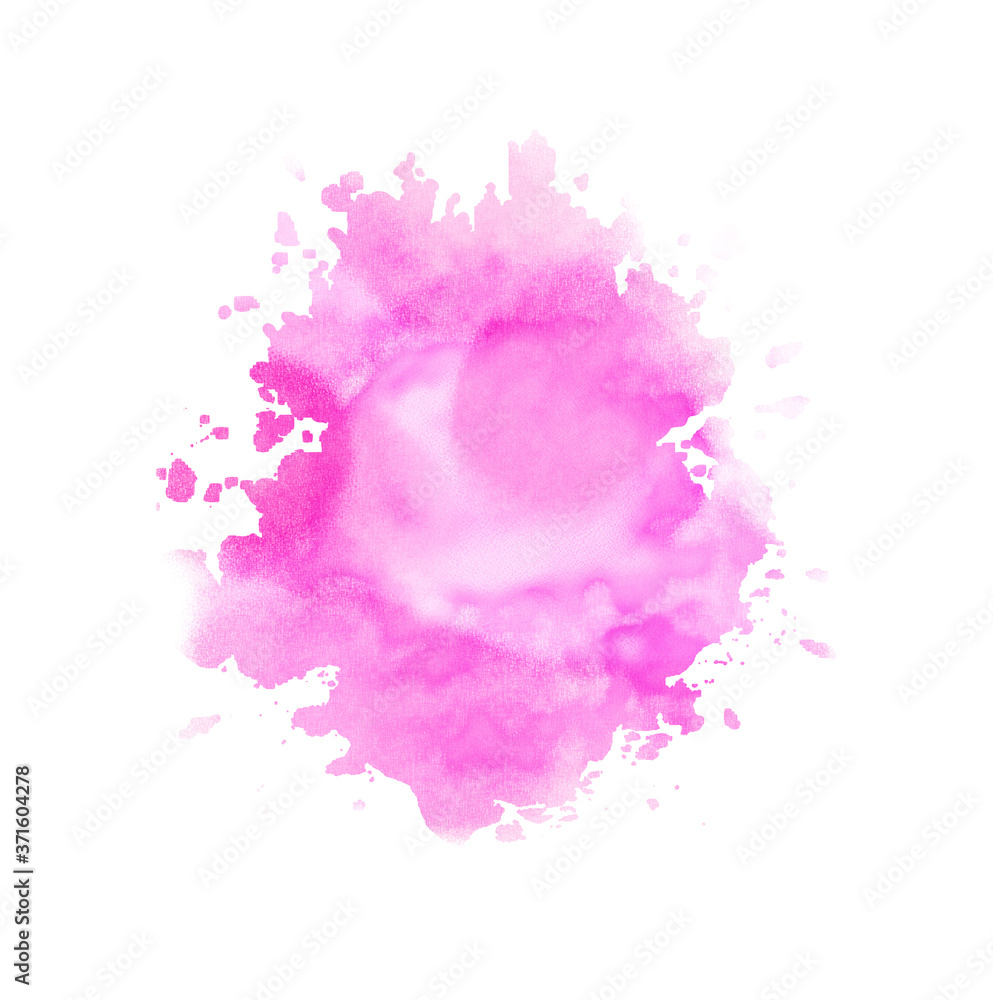 Abstract illustration, round shape watercolor stain, isolated