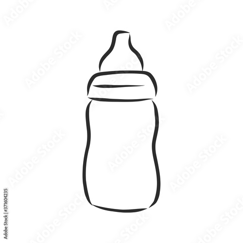 Bottle Baby Pacifier Doodle Vector Icon . baby feeding bottle, vector sketch