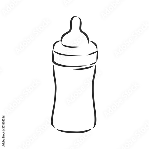 Bottle Baby Pacifier Doodle Vector Icon . baby feeding bottle, vector sketch