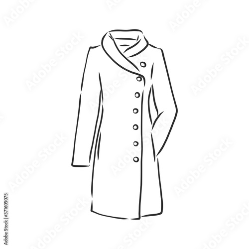 Coat female with long sleeves and pockets. vector. coat, vector sketch illustration