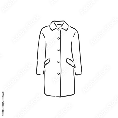 Coat female with long sleeves and pockets. vector. coat, vector sketch illustration