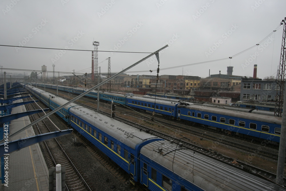 train on the railway station Dnepr, Dnepropetrovsk train on the railway station Dnepr, Dnepropetrovsk