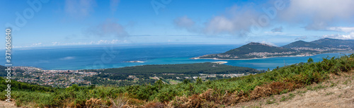 Panorama Of The Minho River Flowing Into The Atlantic Ocean, From Caminha, Portugal, With Spain On The Opposite Side