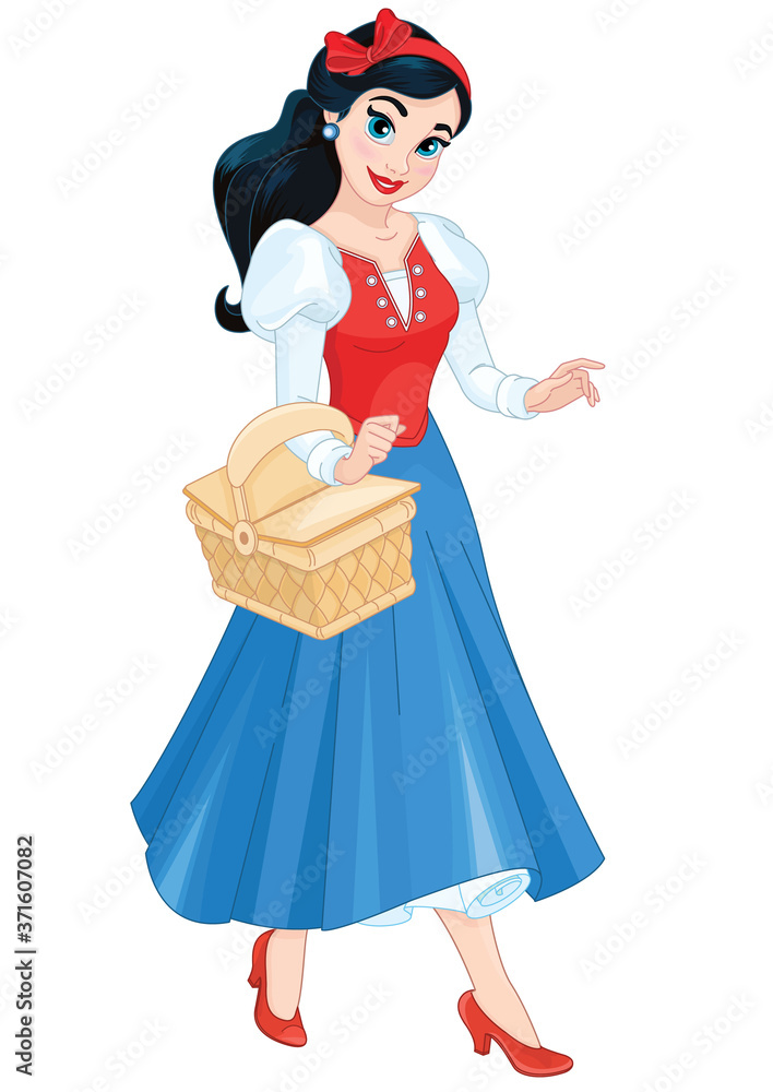 Girl dressed in a costume of Princess Snow White Girl dressed in a costume of Princess Snow White