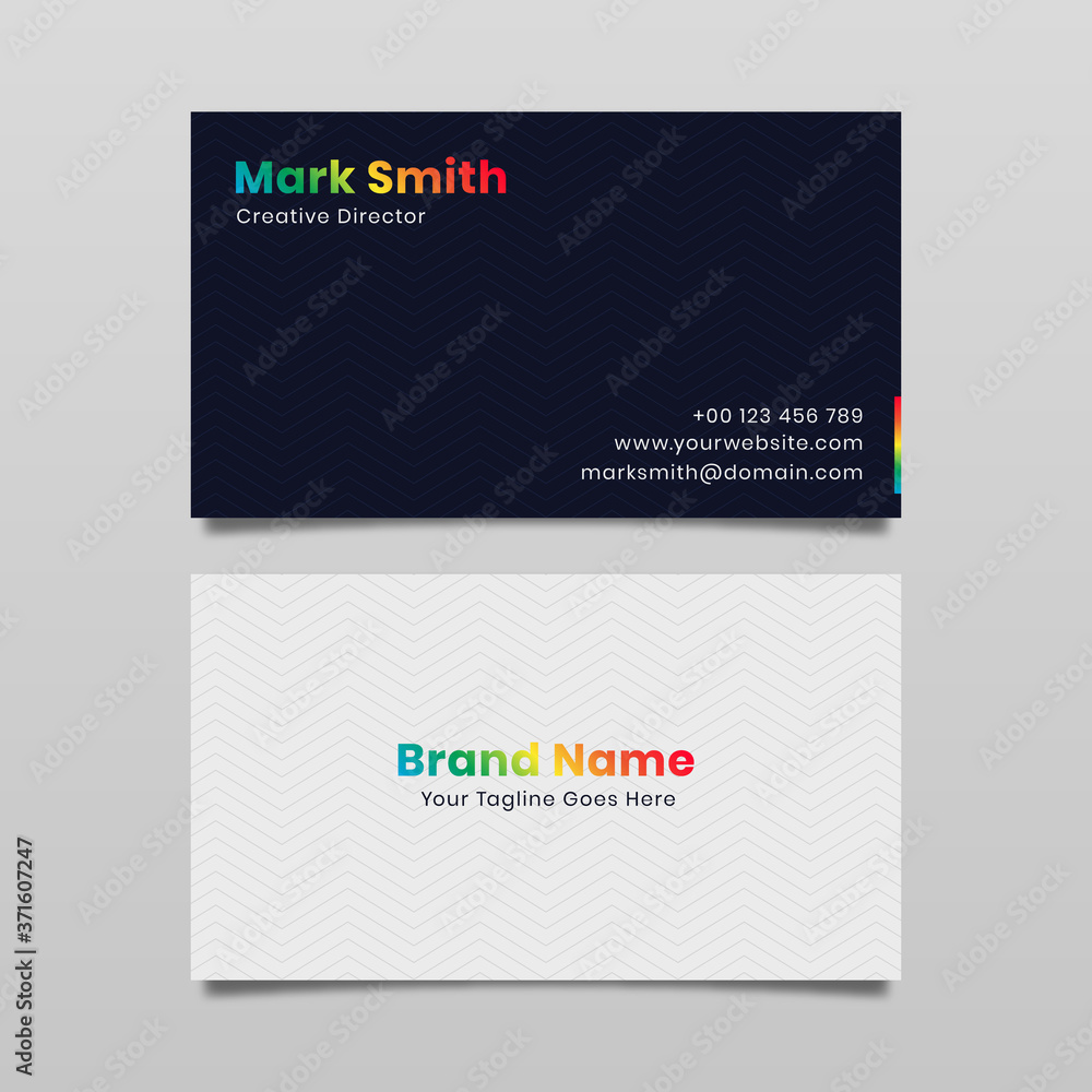 Abstract Clean Blue Black and White Modern Business Card Template Design