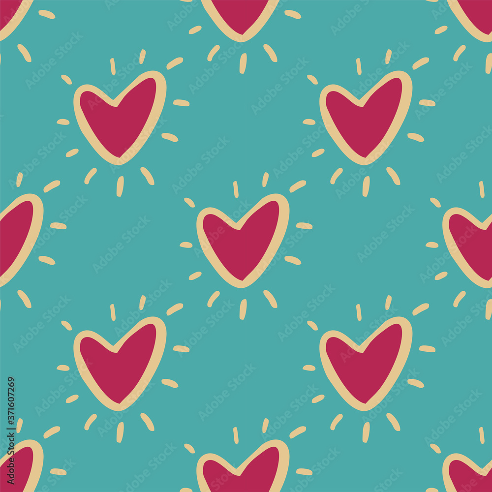 Seamless vector of cute heart on pastel blue background for making many kinds of online or printed media