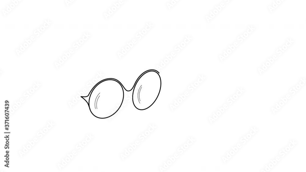 Self drawing animation of eyeglasses. Copy space. White background. Self drawing animation of eyeglasses. Copy space. White background.