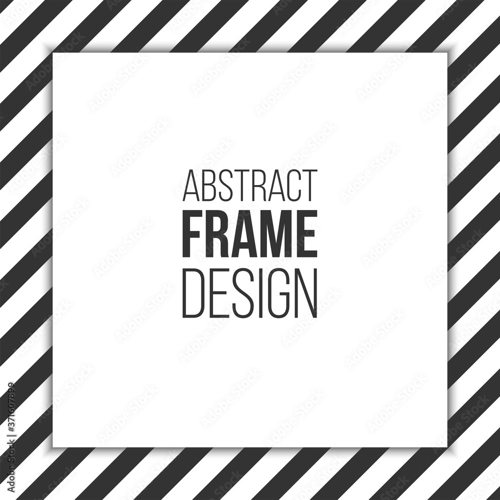 Striped frame, black and white stripes with place for your text. Creative template. Elements for design invitations, gift cards, flyers, brochures, posters. Vector illustration.