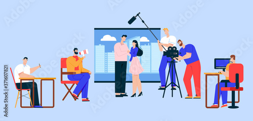 Cinema industry flat vector illustration