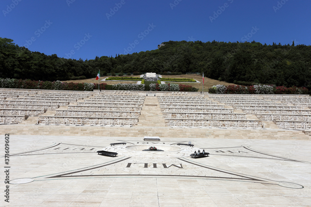 Cassino, Italy - August 14, 2020: The Polish military cemetery of Montecassino where more than a thousand soldiers of the second Polish army corps are buried together with General Władysław Anders