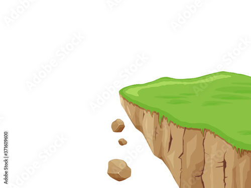 崖っぷちのイラスト_崩れる岩