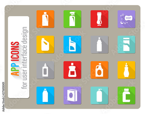 household chemicals icon set