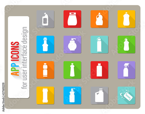 household chemicals icon set