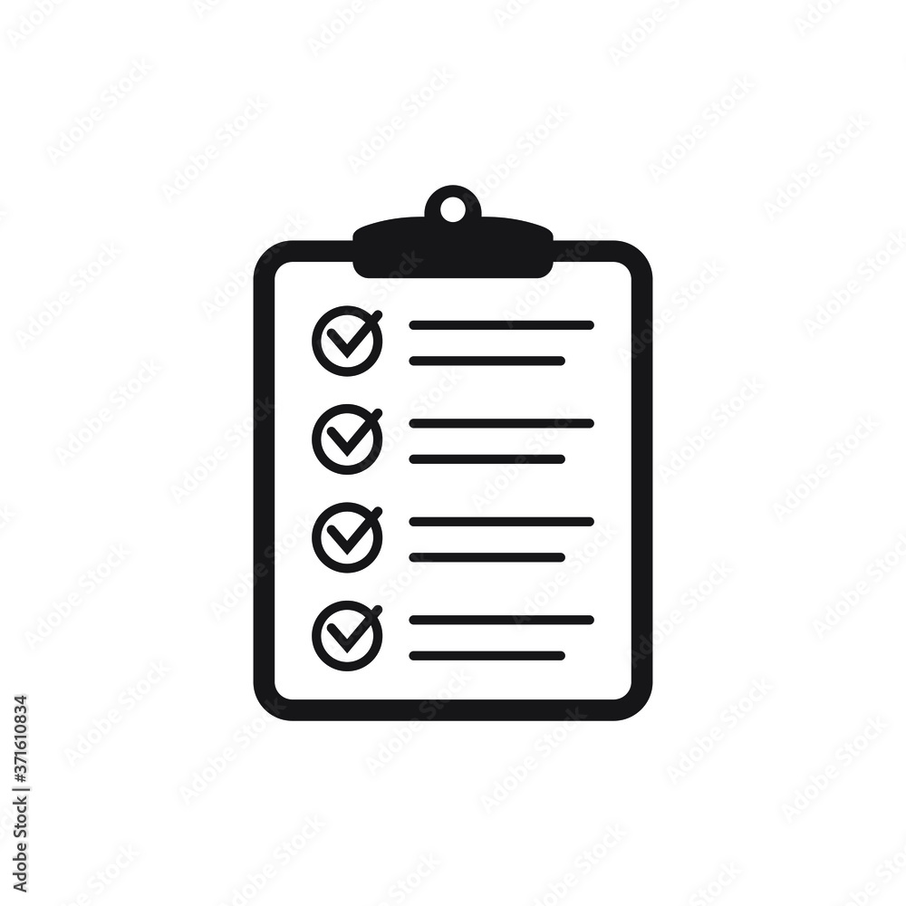 Clipboard with checklist icon, symbol for web site and app design. Vector illstration.