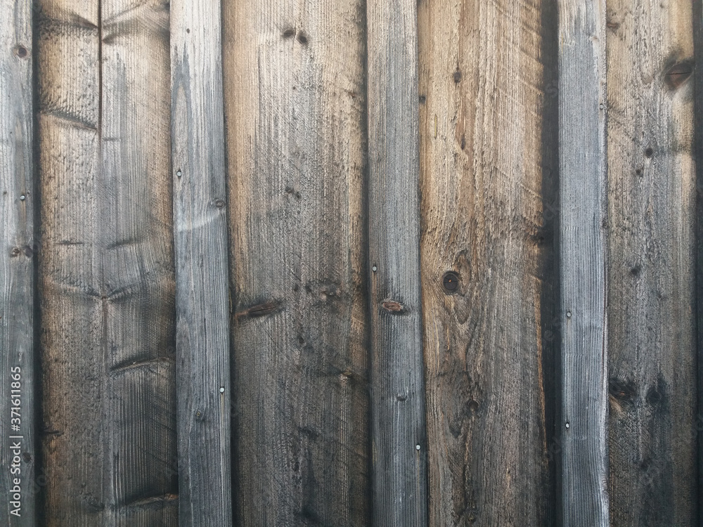 Drewno wyblakłe deski stare tło tekstura. Wiejska chata ściana z desek Retro Rustykalny wiejski styl.  - obrazy, fototapety, plakaty 