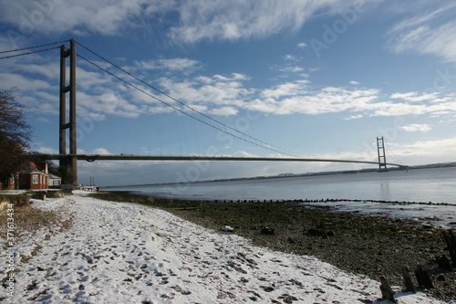 Humber Bridge,  single-span road suspension bridge over the humber estuary  photo