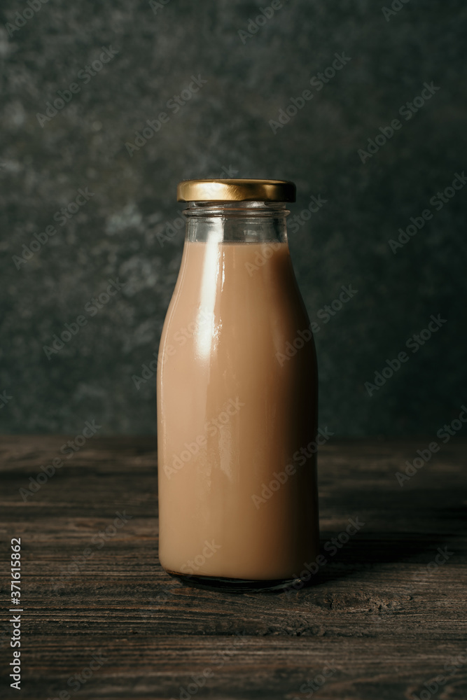 close up of coffee on a glass bottle product mockup close up of coffee on a glass bottle product mockup