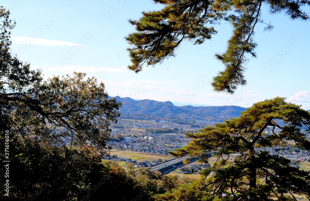 空　山　秋　街並み　風景　栃木