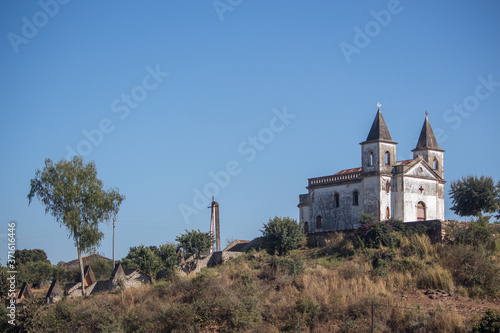 Hill in Manica, Mozambique with church built on top, Nossa Senhora do Rosario church (Our Lady of the Rosary) erected in portuguese colonial time by the Mozambique Company, between 1902 and 1904.