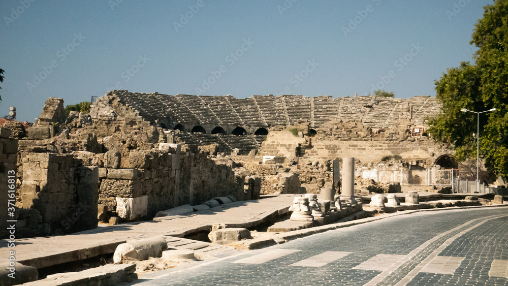 Ancient Theatre in Side, Turkey - Large ruins of an ancient theatre.