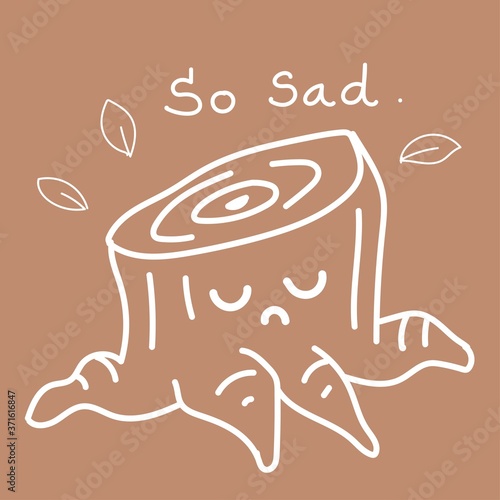Sad tree cartoon, kids style