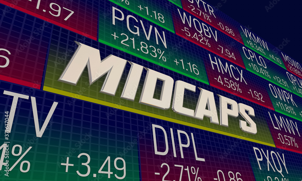 Obraz premium Mid-Caps Stock Class Category Market Ticker Prices 3d Animation