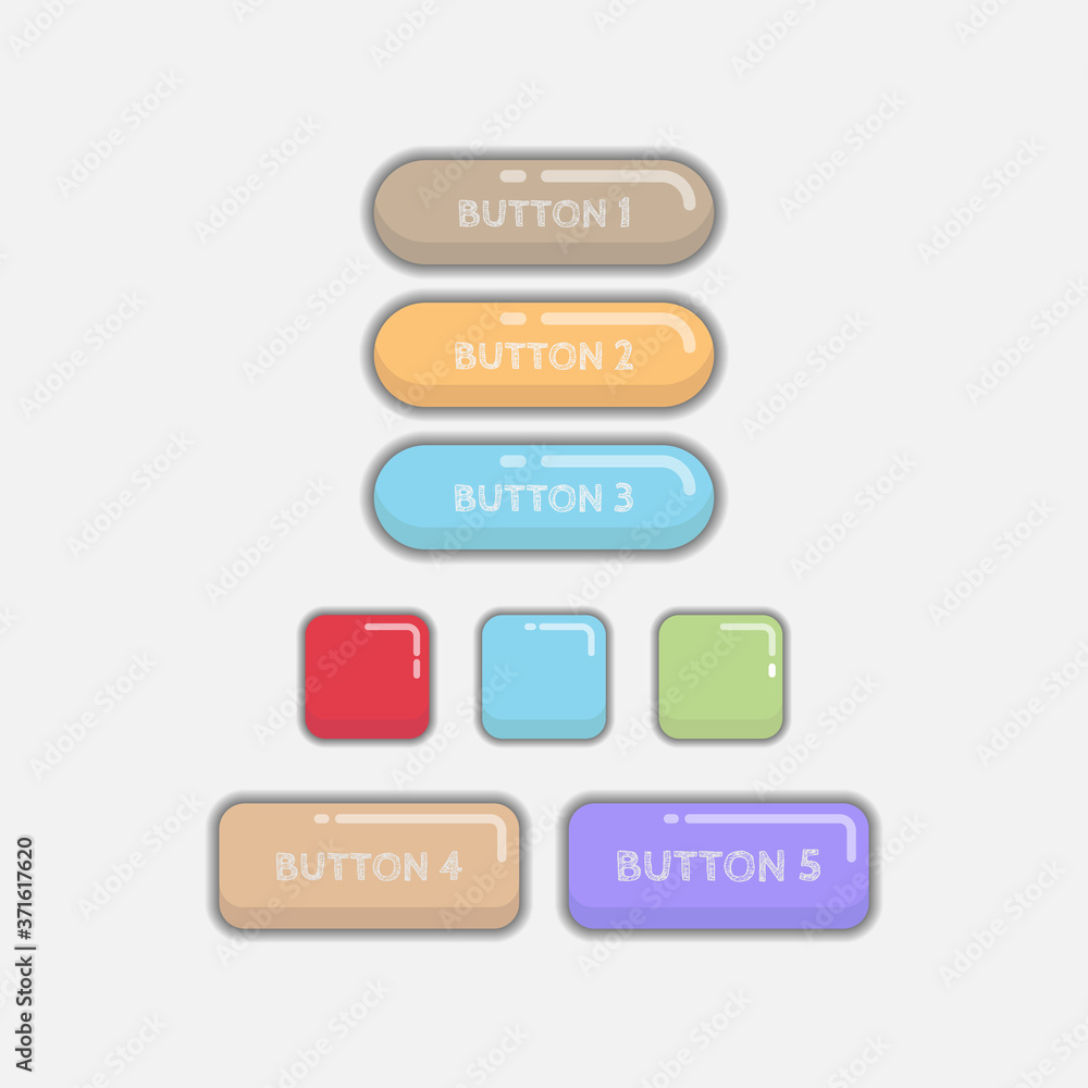 Shiny cute web buttons flat design vector Shiny cute web buttons flat design vector